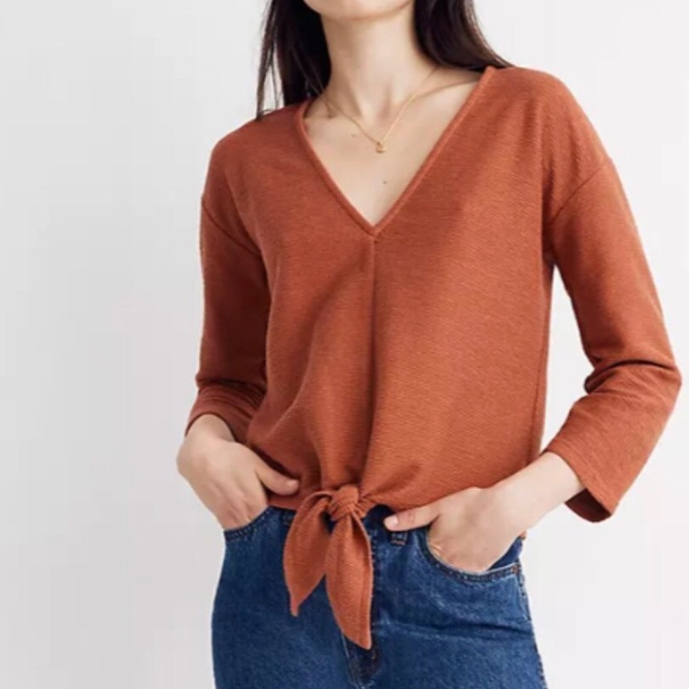 🖤 Madewell Texture & Thread Tie Front Top - Picture 1 of 8